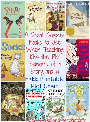 10 Great Chapter Books to Use When Teaching Kids the Plot Elements of a Story...and a FREE Printable Plot Chart - See more at: AsWeWalkAlongtheRoad.com