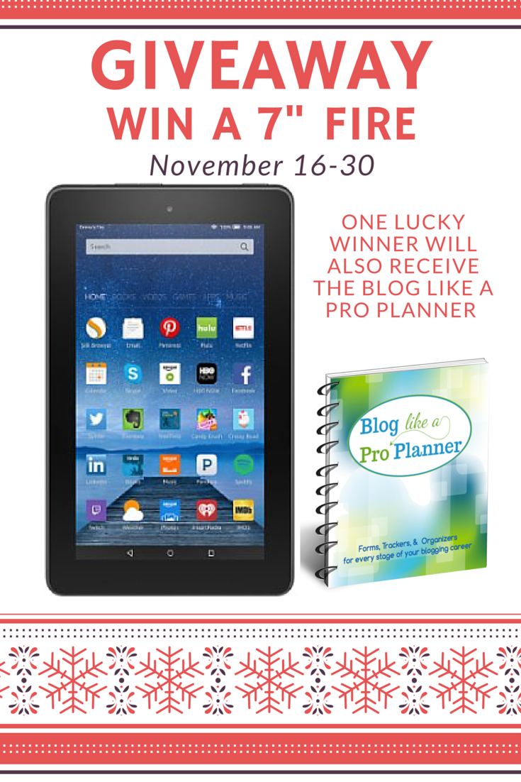 Fire Tablet and Planner Giveaway at ComoBlog.com Nov 16-30