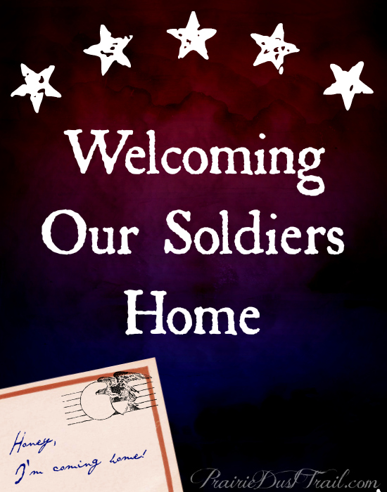 I'd like to encourage you to look at the needs of the families who are welcoming their soldiers home from deployment. While any change or transition in life can cause stress and difficulty adjusting, I know some men who have struggled most of their adult lives with the scars of conflict. 