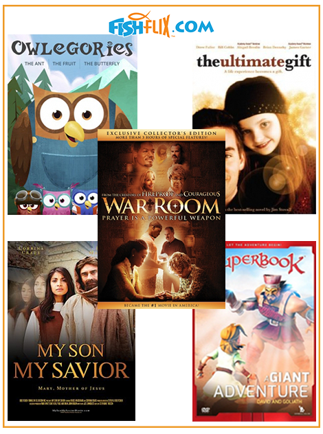 The people at FishFlix.com are very excited to share a drawing to win a 5-Movie prize pack – including War Room, The Ultimate Gift, Superbook: A Great Adventure, My Son, My Savior and Owlegories 2. This is over $80 worth of DVDs!